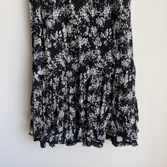 Vintage 90s Carole Little Ruffle Hem‎ Floral Print Black and White Maxi Skirt - Picture 9 of 11